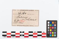 Etikett zu Bronzezweiknopffibel (NHMW-PRAE-026364)